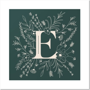 Botanical Letter E (Forest Green) Posters and Art